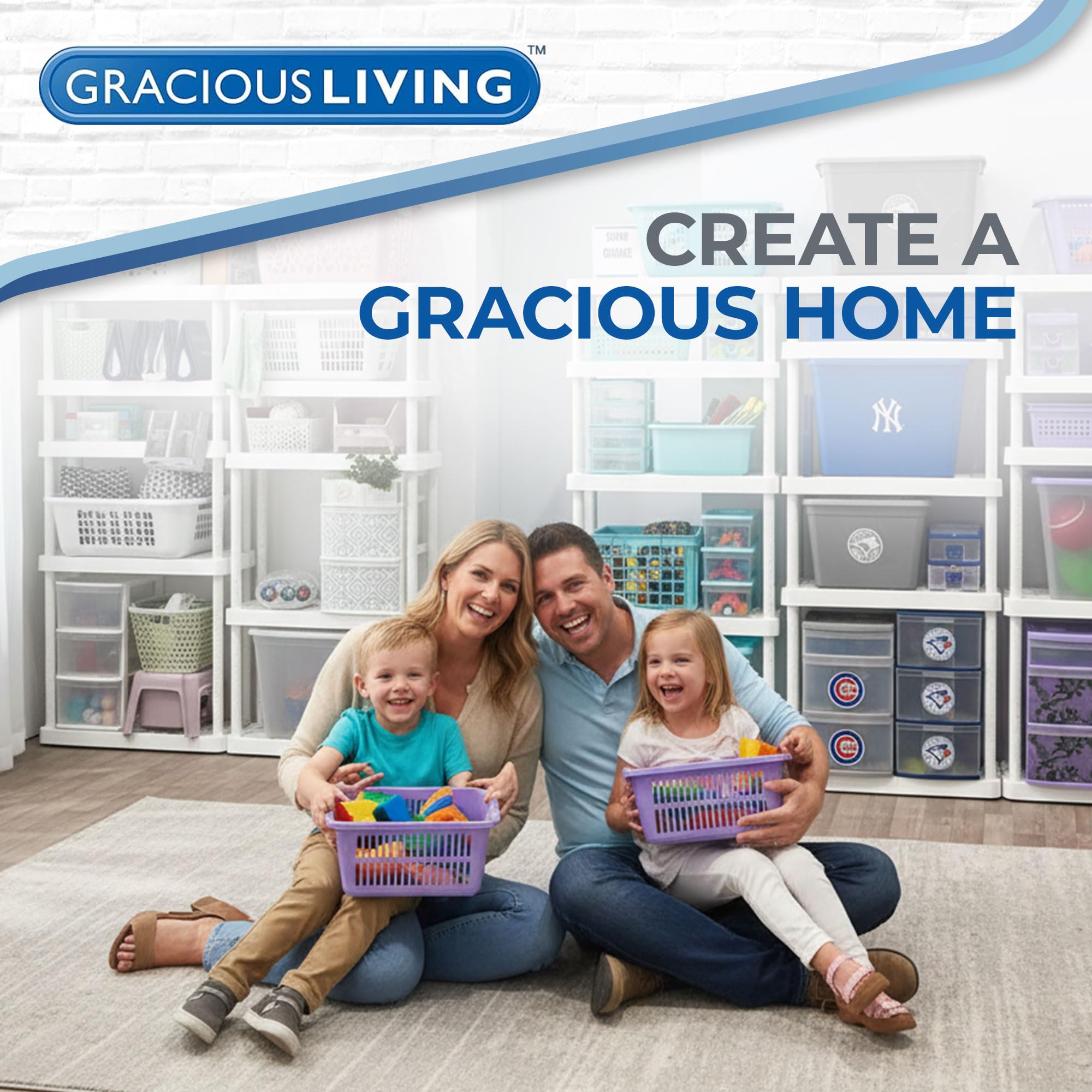 Gracious Living Estantería sólida de fácil montaje, color blanco (paquete de 4)