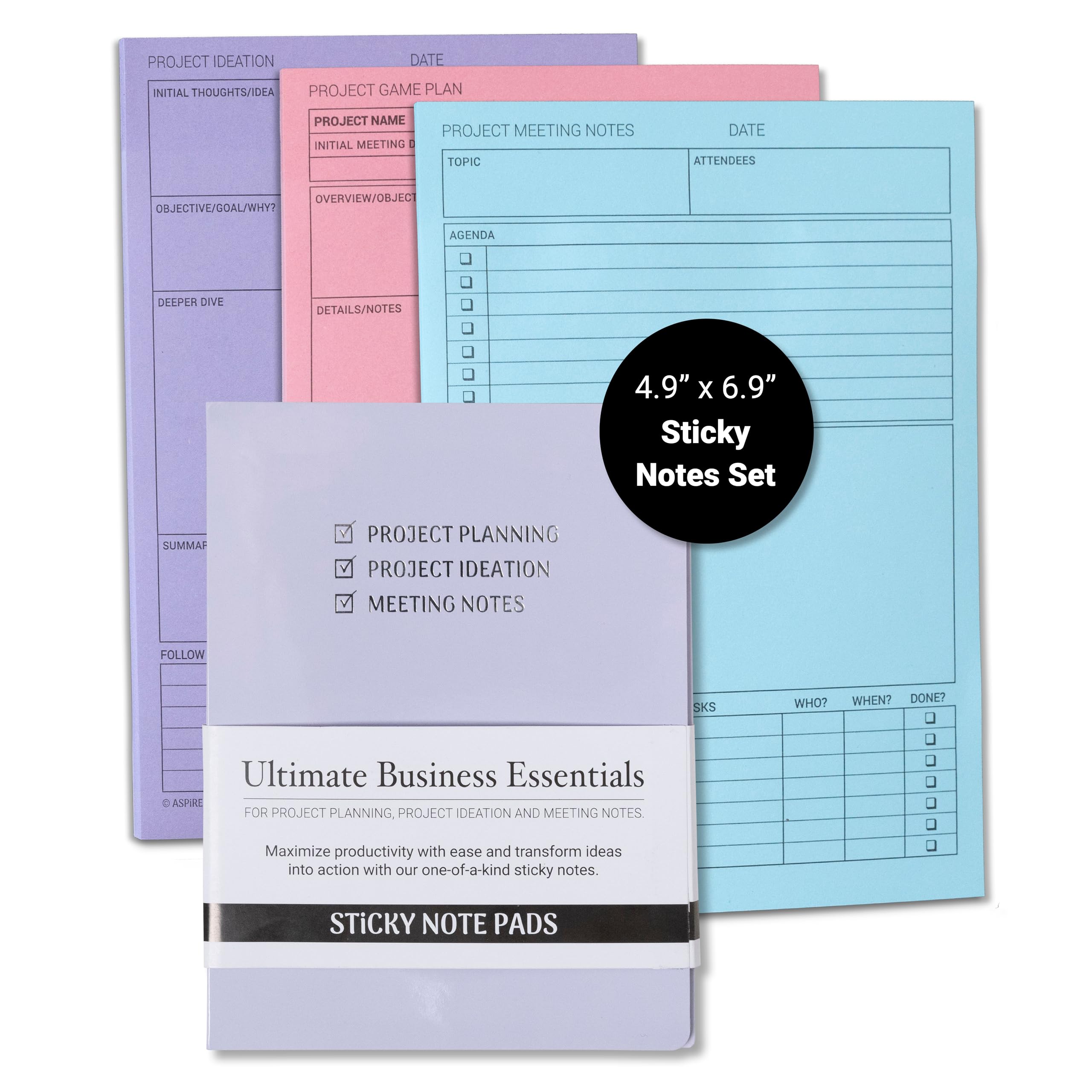 Kit de planificador de proyectos y notas de reuniones para mujeres y hombres: 90 notas adhesivas grandes para organización del trabajo, esenciales de oficina perfectos para profesionales de negocios,