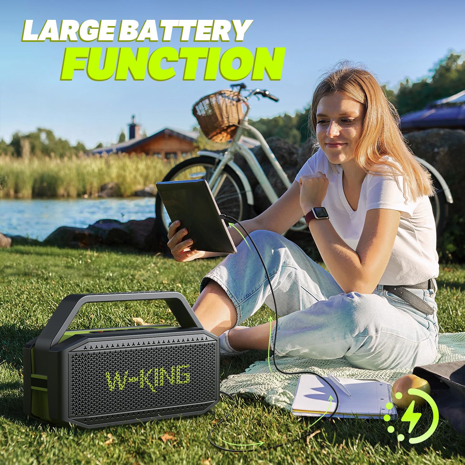 W-KING Bluetooth Hoparlör 100W Max IPX7 Su Geçirmez Açık Taşınabilir Loud