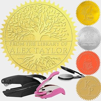 Custom Book Embosser Personalized Stamp with Logo Customized from The Library of Page Personal Customizable Press Envelope Seal Embosser Gift for Book Lovers-Model1
