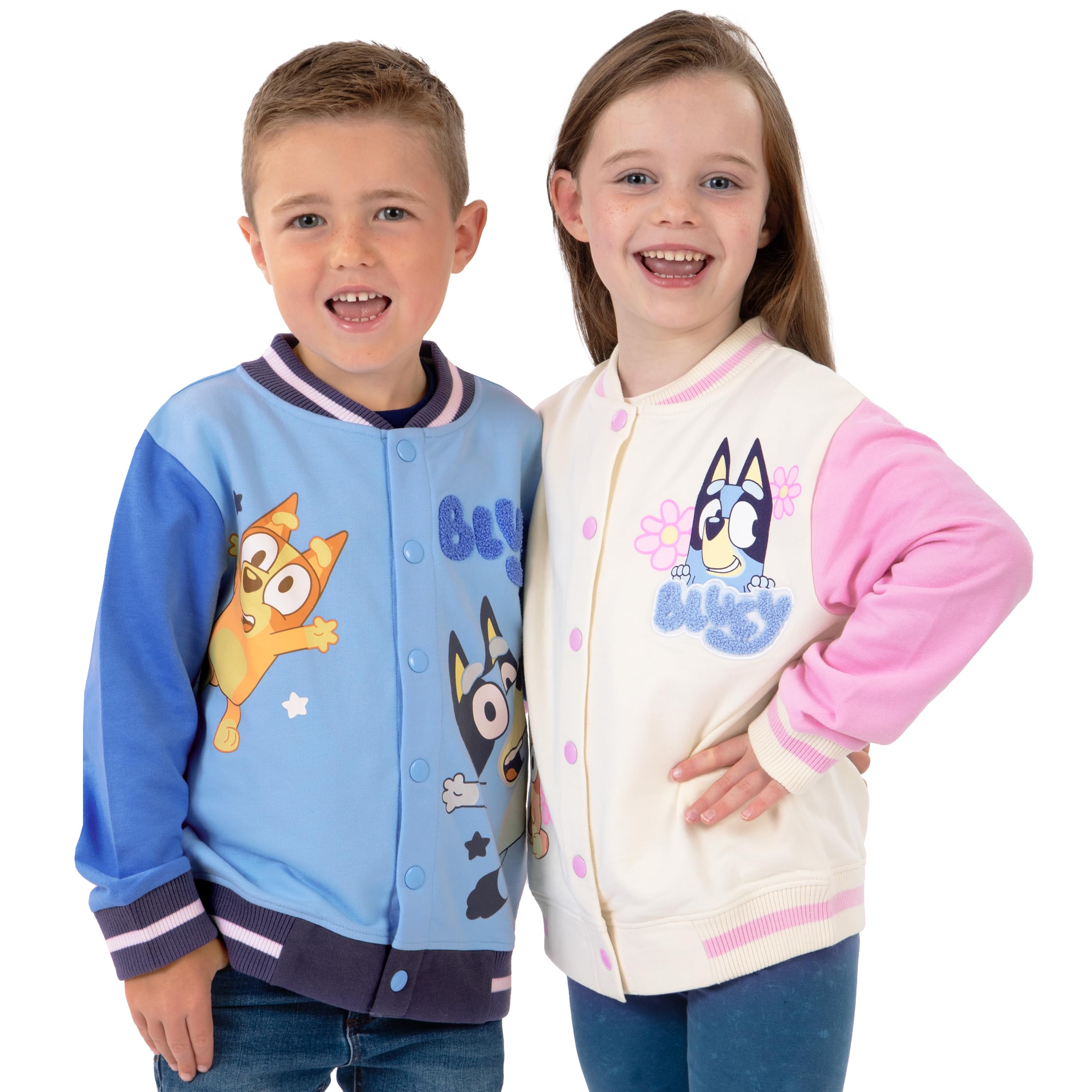 Bluey Blouson Bomber Garçon, Veste Manches Longues Baseball Coton Été