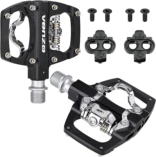 Miniatura 2 de Venzo Pedales sin clip sellados para bicicleta de montaña Shimano SPD - Plataforma dual multiusos - Ideal para turismo, carretera, senderismo -