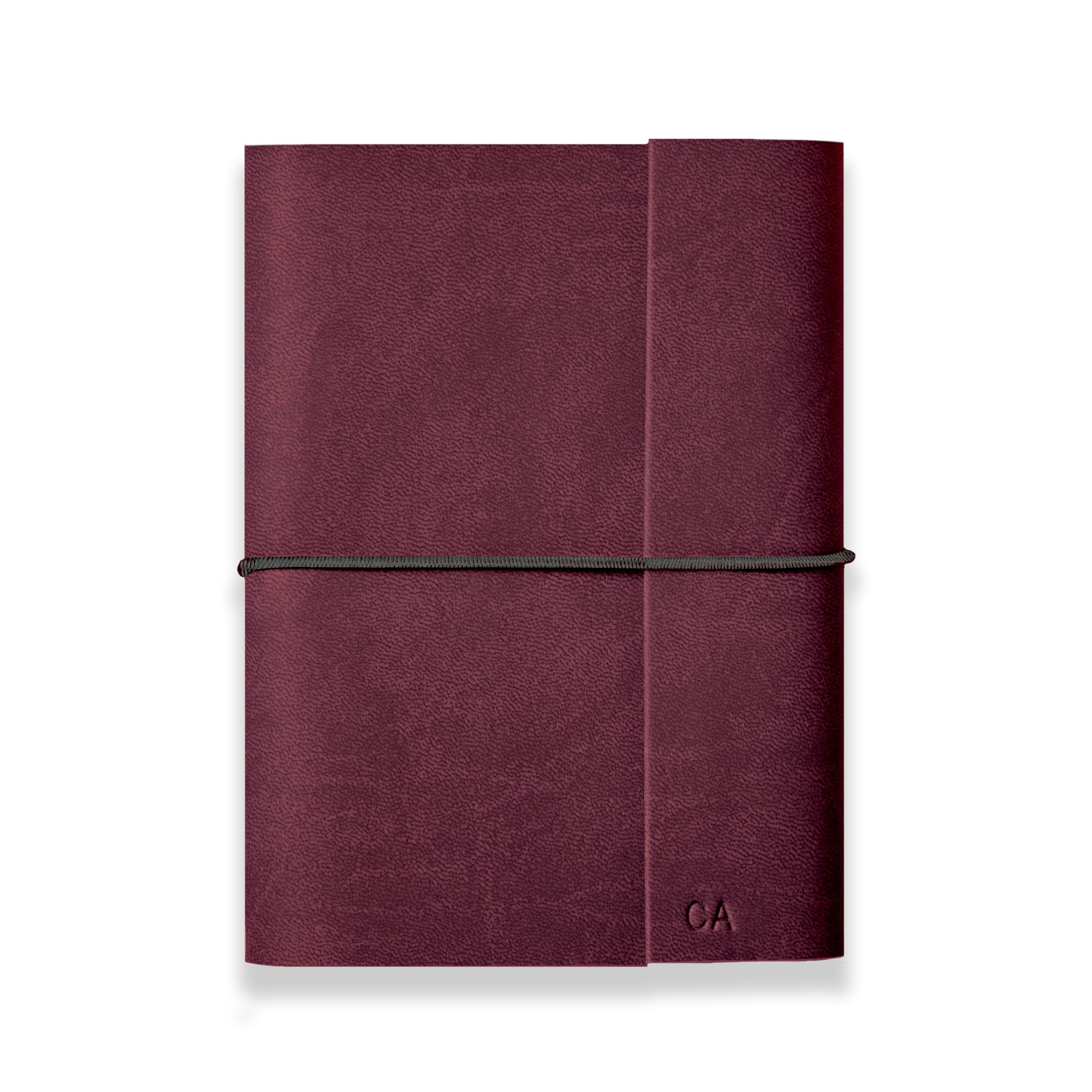 Martha Brook A6 Pocket Notebook | Faux Leather Blank Notebook | Colourful Blank Journal | Vegan Leather Softcover | Work Notebook | Add Initials (Dark Burgundy)