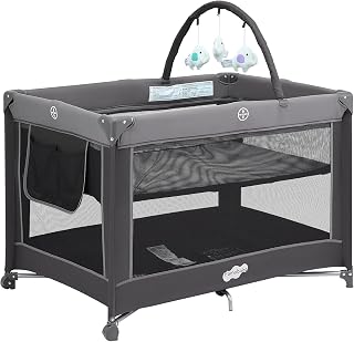 PamoBabe Portable Playpen with Bassinet - Foldable Playard & Travel Crib for Babies & Toddlers
