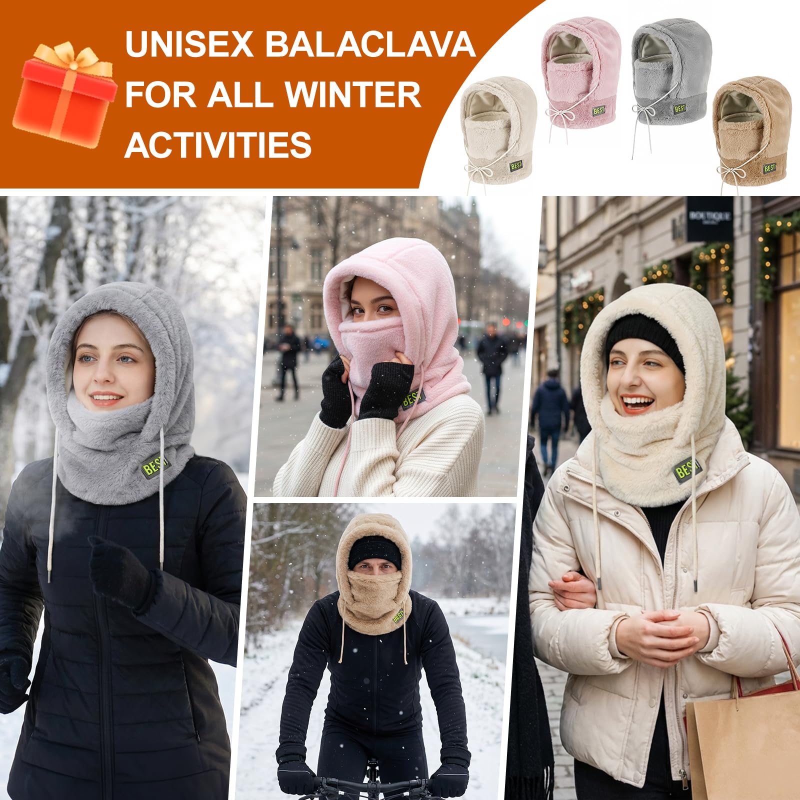 PasamontañAs Termico Gorro De Invierno, Anti Viento Balaclava CáLido Forro Polar Transpirable MáScara De Esquí Moto, Braga Cuello Sombrero Para Mujer Hombres Deportes Aire Libre