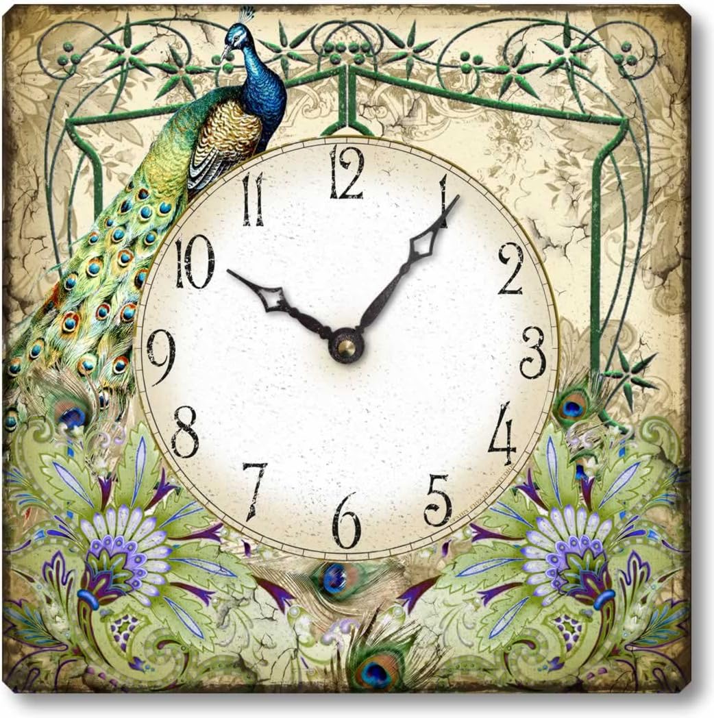 Item C7201 Vintage Style Peacock Clock