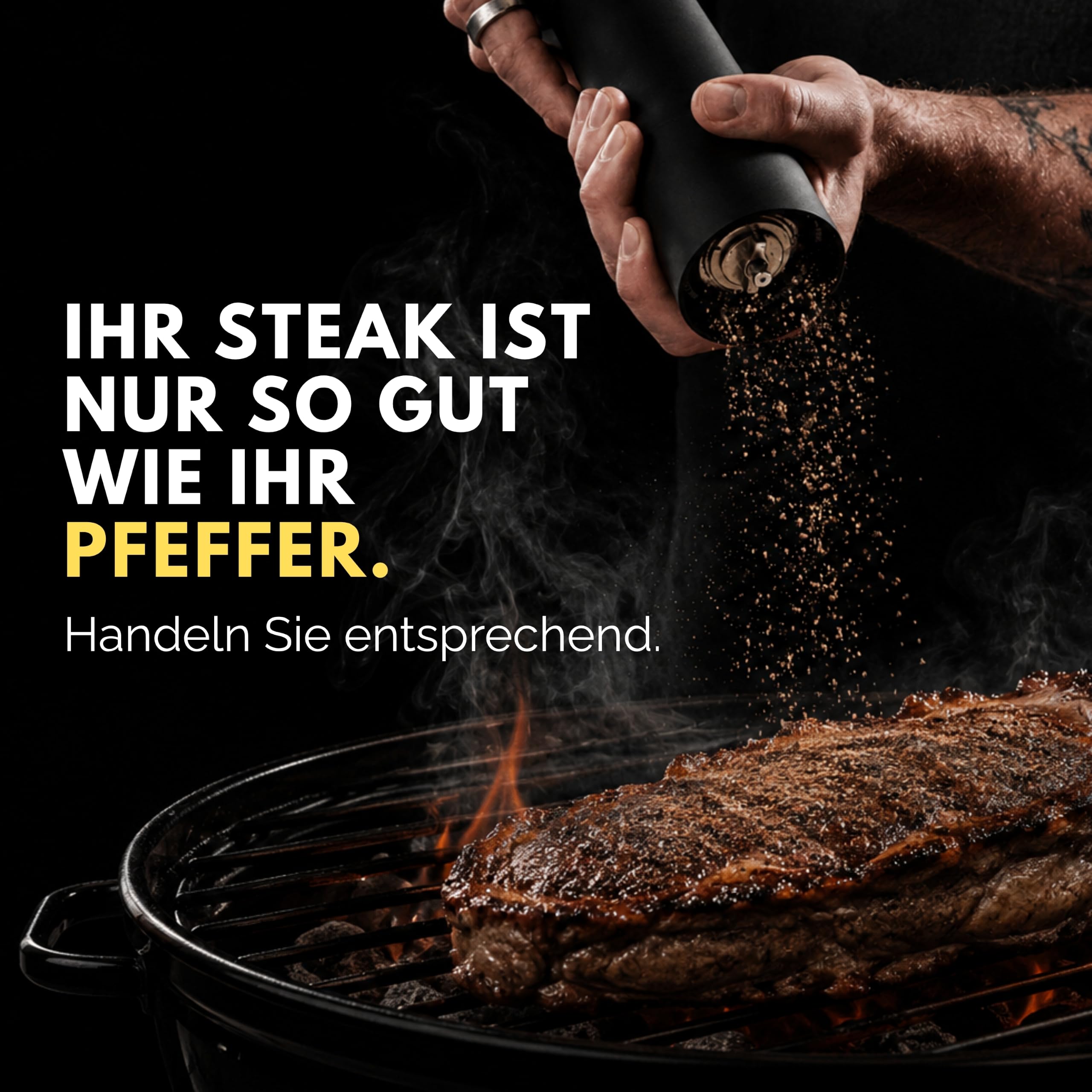 MANNKITCHEN Pepper Cannon Pfefferkanone Professionelle Pfeffermühle, hochbelastbar und leistungsstark, mahlt 10-mal mehr Pfeffer, für Steaks, Grillpartys und mehr