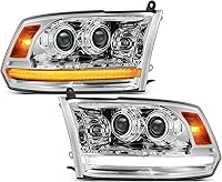 Partsam Full LED Projector Headlights for 2009-2018 Ram 1500/2500/3500 - DOT SAE Chrome Pair, Sequential Switchback Signals, 6500K IP67 Waterproof