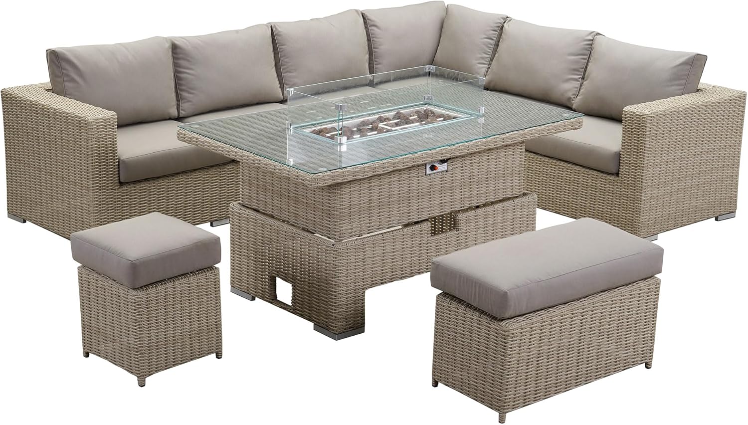 6 Piece Wicker Patio Dining Set with Fire Pit Table Philippines Ubuy