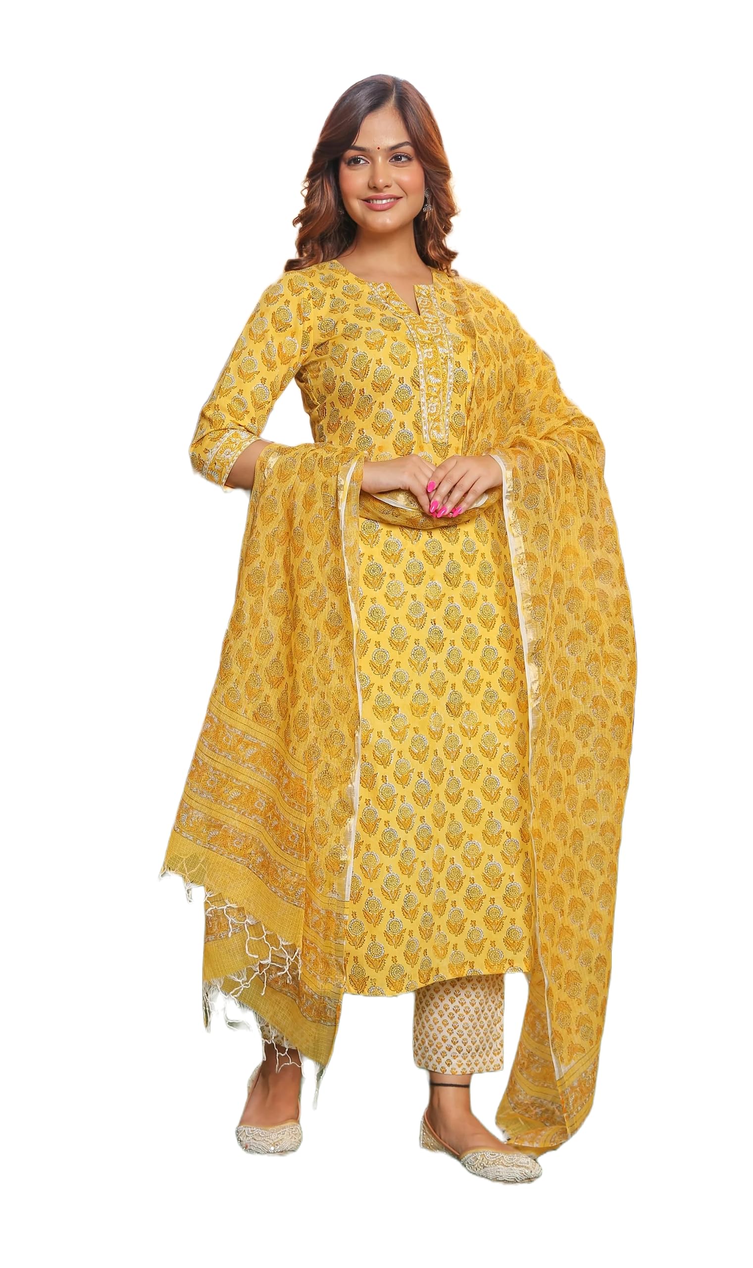 AlvamiWomen Printed Kurta and Pant Set with Dupatta