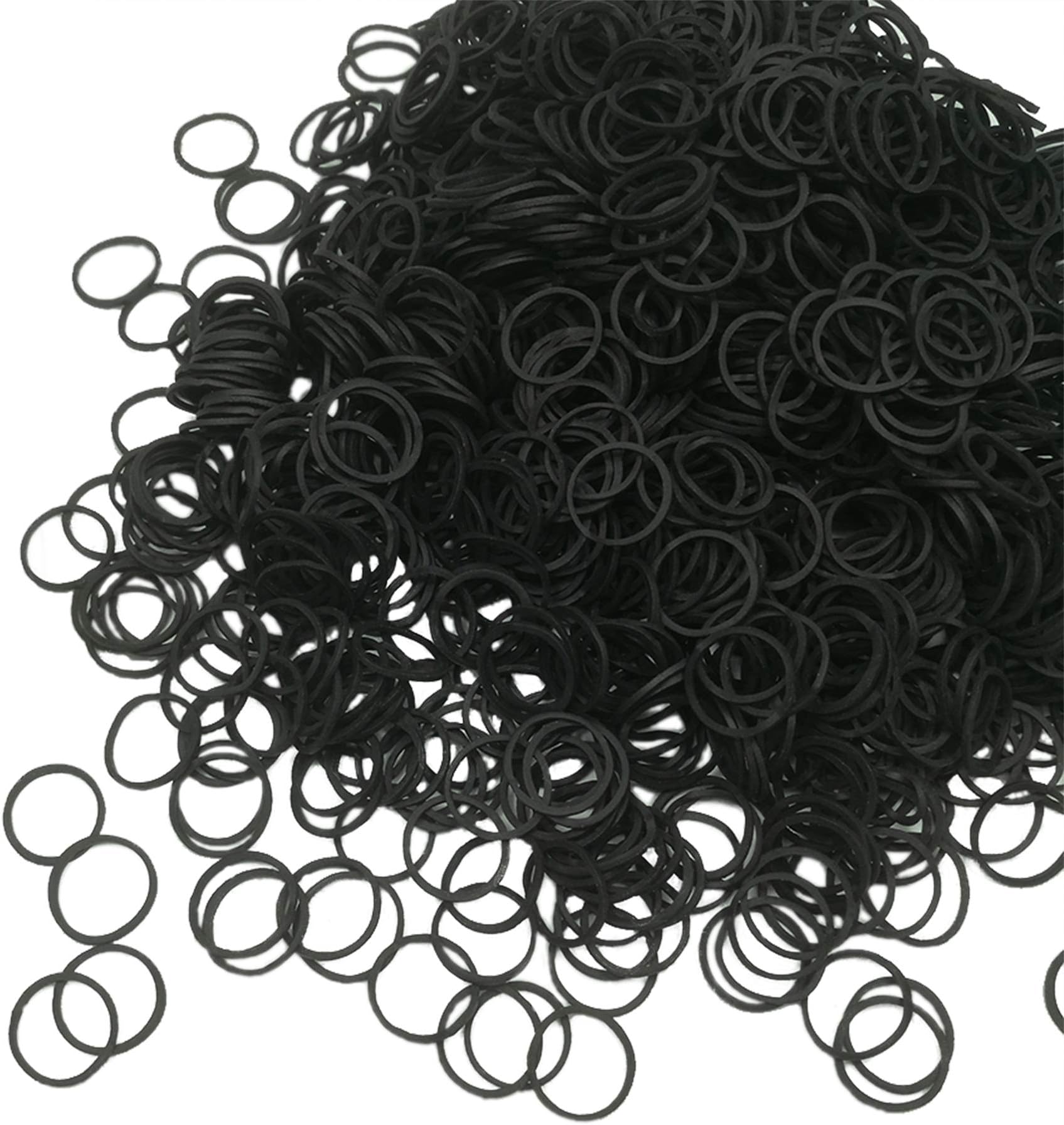 MOTYYA Mini Soft Elastic Bands, Premium Small Tiny Rubber Band for Kids Hair Hairstyle (1000 Pieces, Black)
