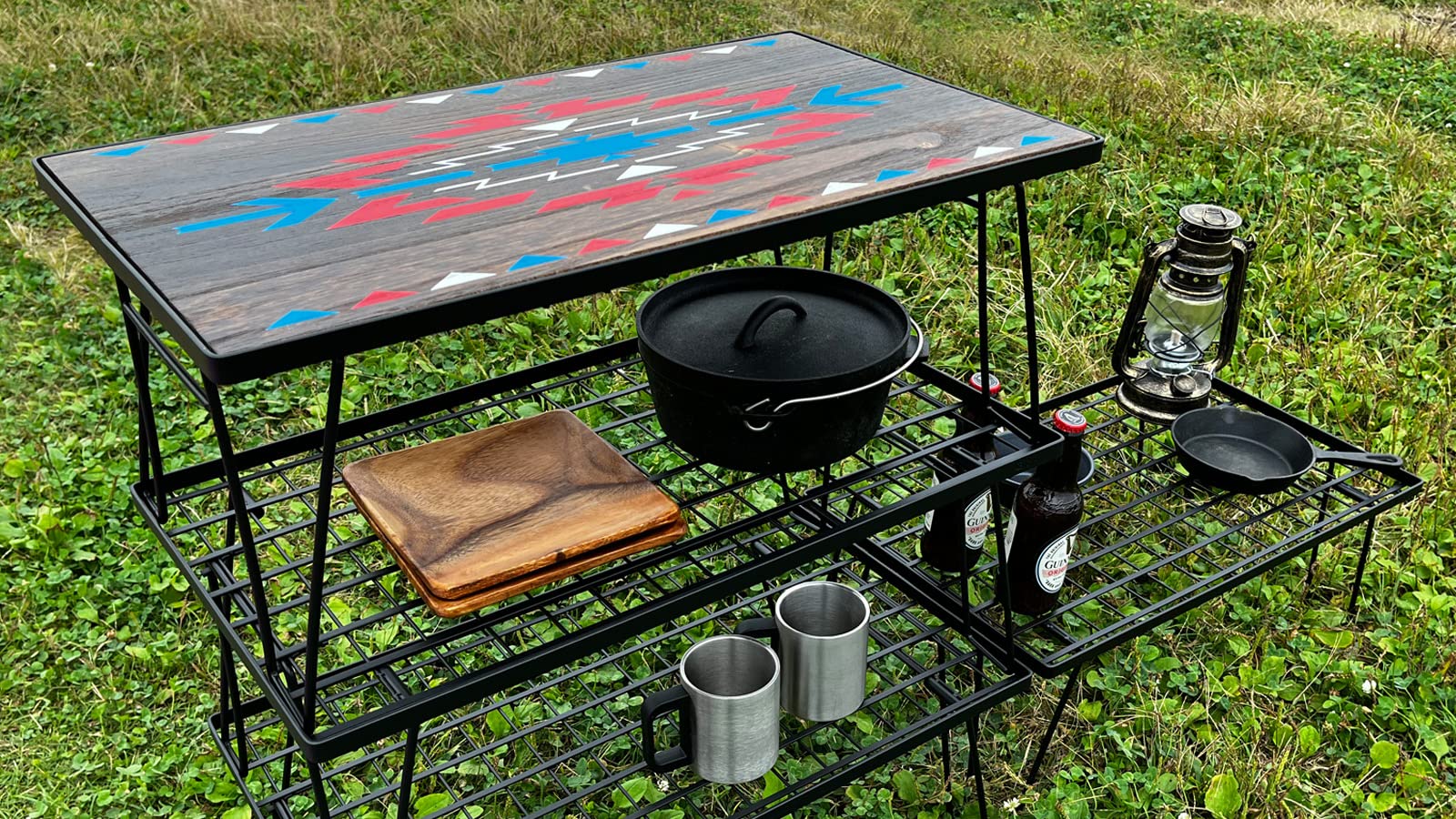 Amazon.co.jp: OUTDOORSHIN フィールドラック天然木製天板 オルテガ柄