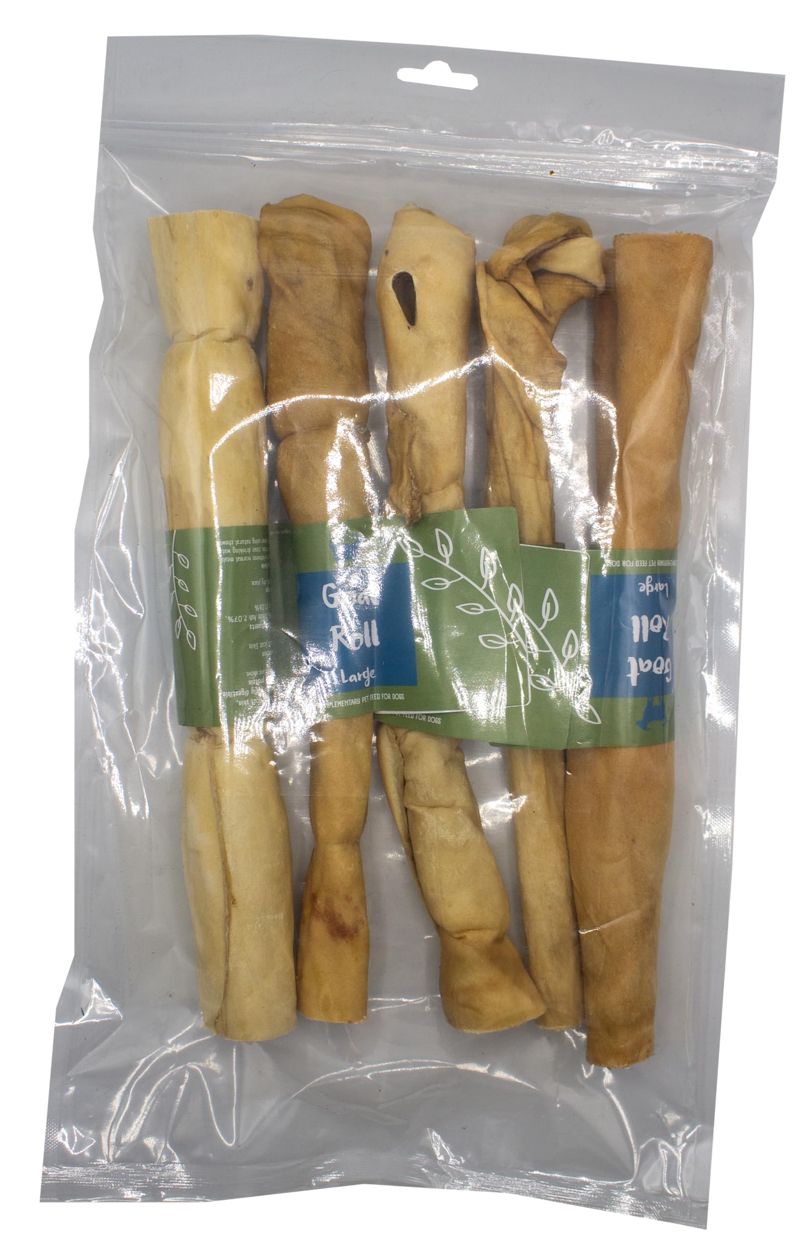 Pure & Natural Goat Roll - Large 30cm - 5 Pack - 100% Natural Dog Chew - Air Dried & Hypoallergenic