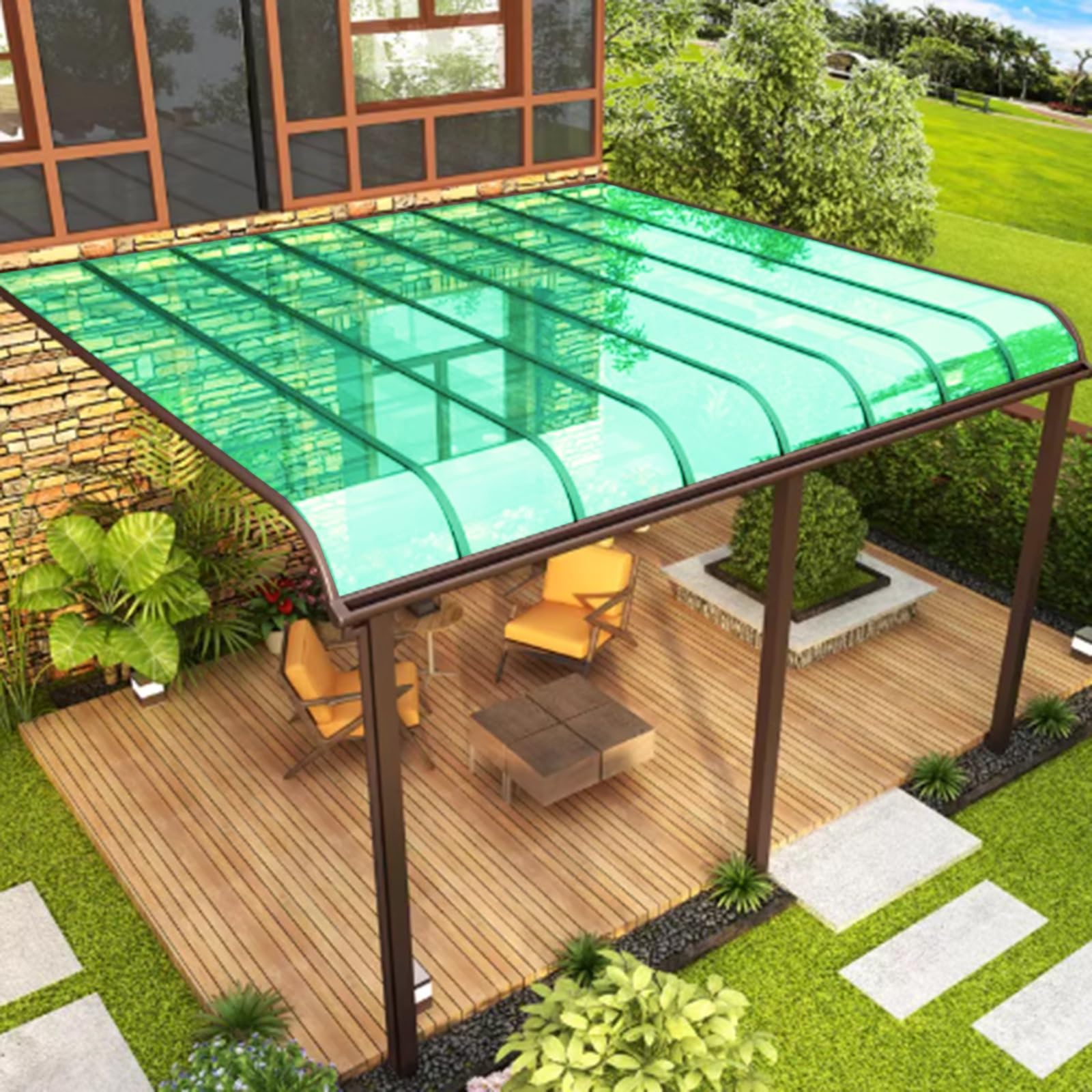POWRZZZY 1.2mm Thick Roof Skylight Panels Polycarbonate Roofing Sheets Transparent Acrylic Plastic Panels Strong and Not Easily Deformed for Pergola