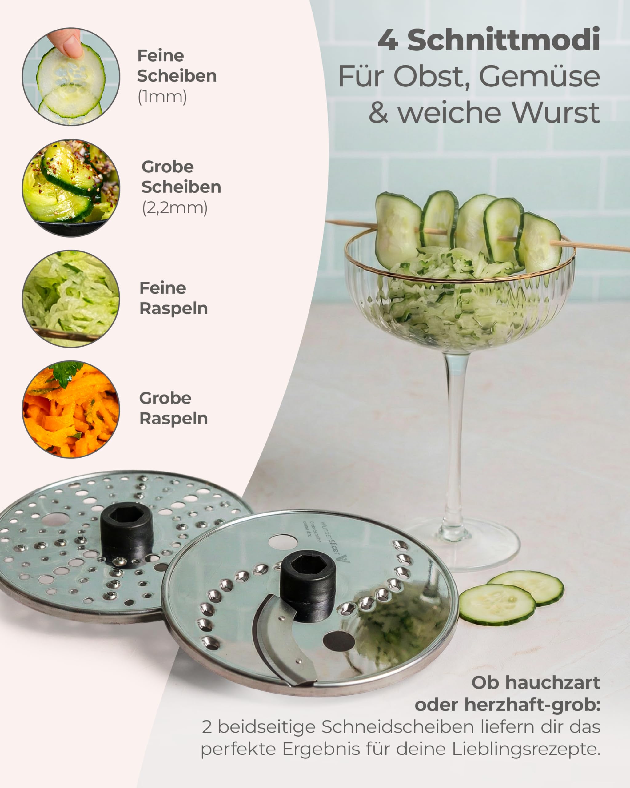 Wundermix - WunderSlicer® V2 Gemüseschneider für TM6, TM5 | Gemüse & Obst schneiden & raspeln im Thermomix, innovative Küchenhilfe, Made in Germany