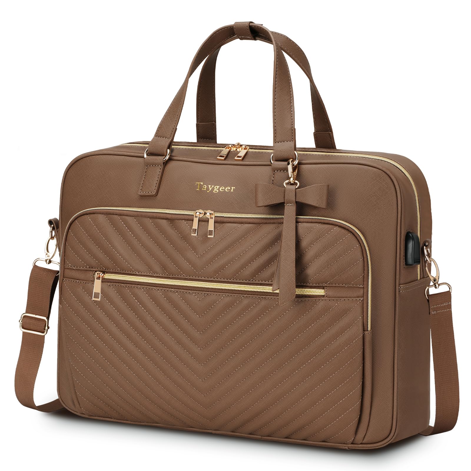 Taygeer Laptop Tote Bag for Women, Large Convertible Briefcase Backpack with USB Port, Waterproof Leather 17 inch Computer Work Bag, Professional
