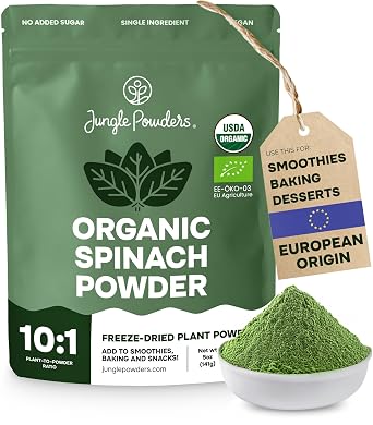 Jungle Powders Organic Spinach Powder from Whole Leaf, 5 Ounce Bag, USDA Certified