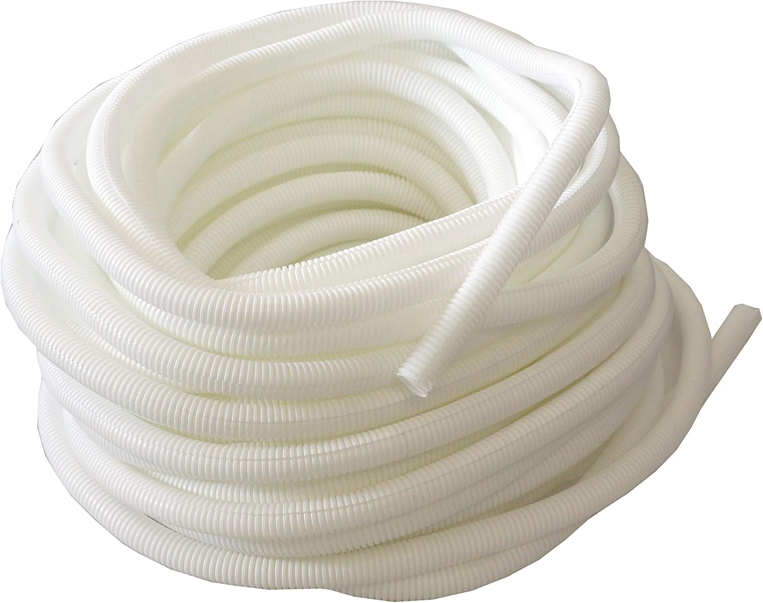 Absolute USA SLT12WH 1/2-Inch x 100-Feet White Split Loom Split Wire Loom Polyethylene Conduit Corrugated Plastic Tubing Sleeve for Various Automotive, Home, Marine, Industrial Wiring Applications Etc