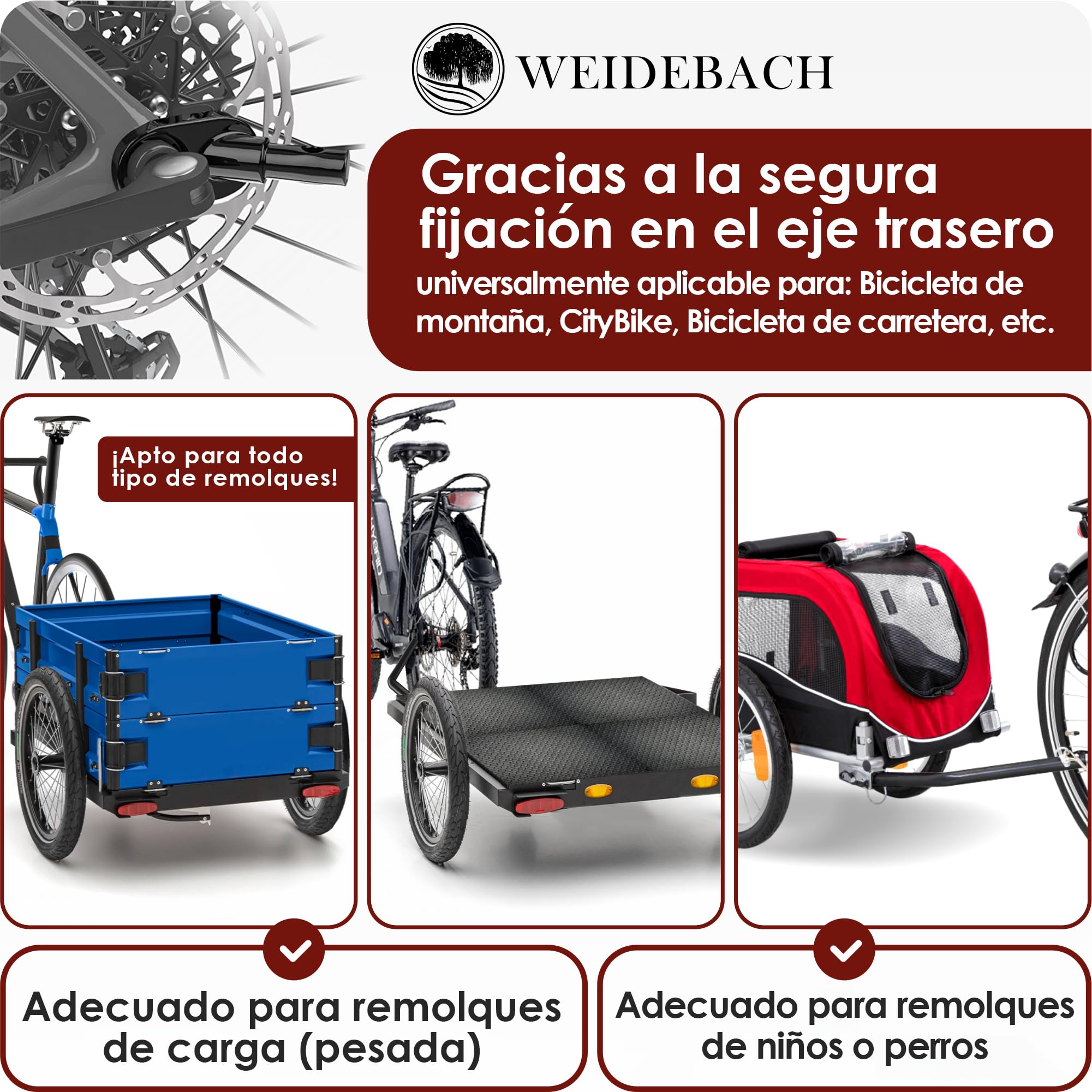 Weidebach® Enganche para Remolque de Bicicleta
