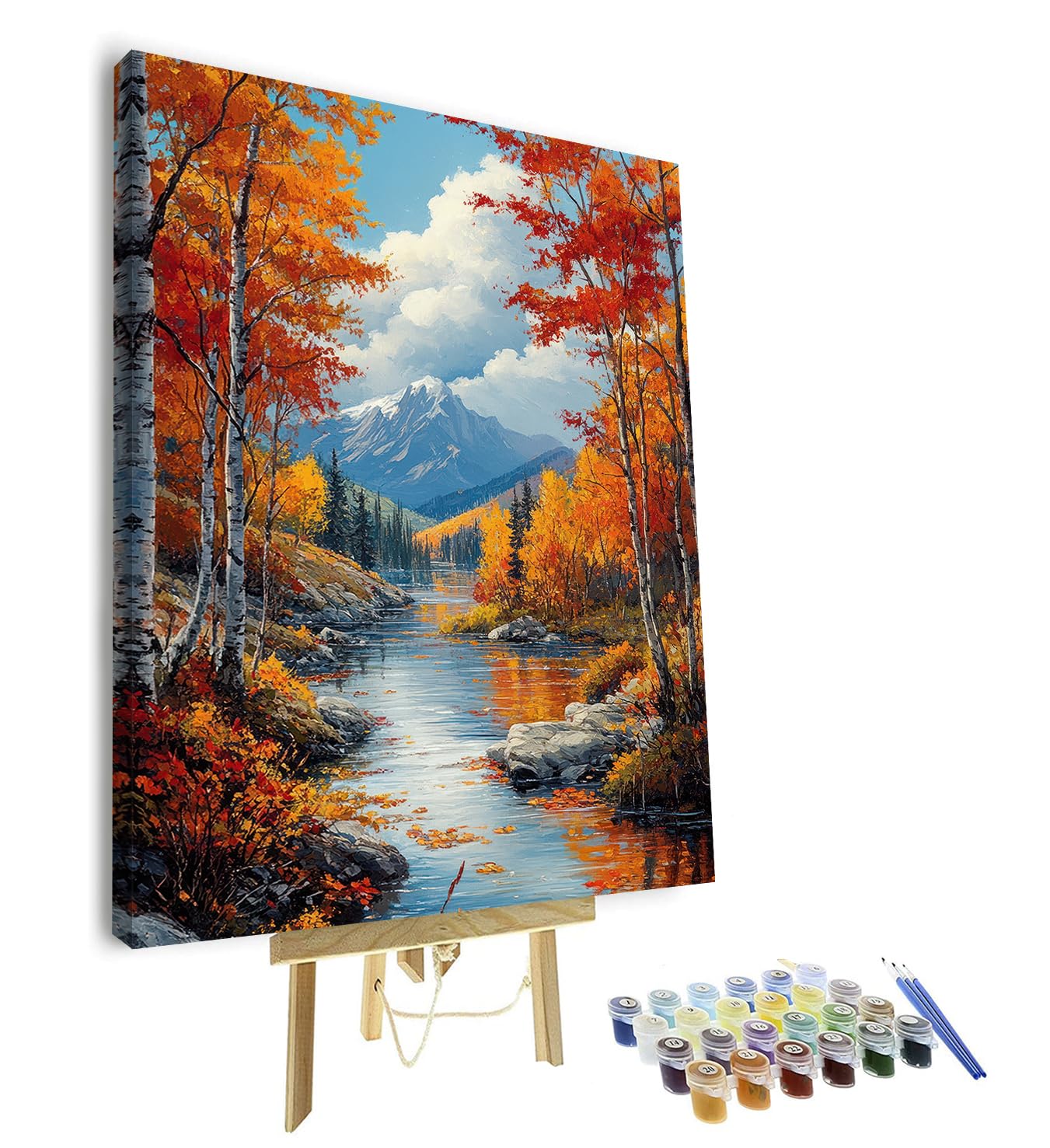 TISHIRON Nature Landscape Paint by Numbers for Adults, Forest Adult Paint by Number Kits on Canvas, Mountain Acrylic Painting Drawing, Oil Hand Painting Art Crafts 16"x20"(Framed)