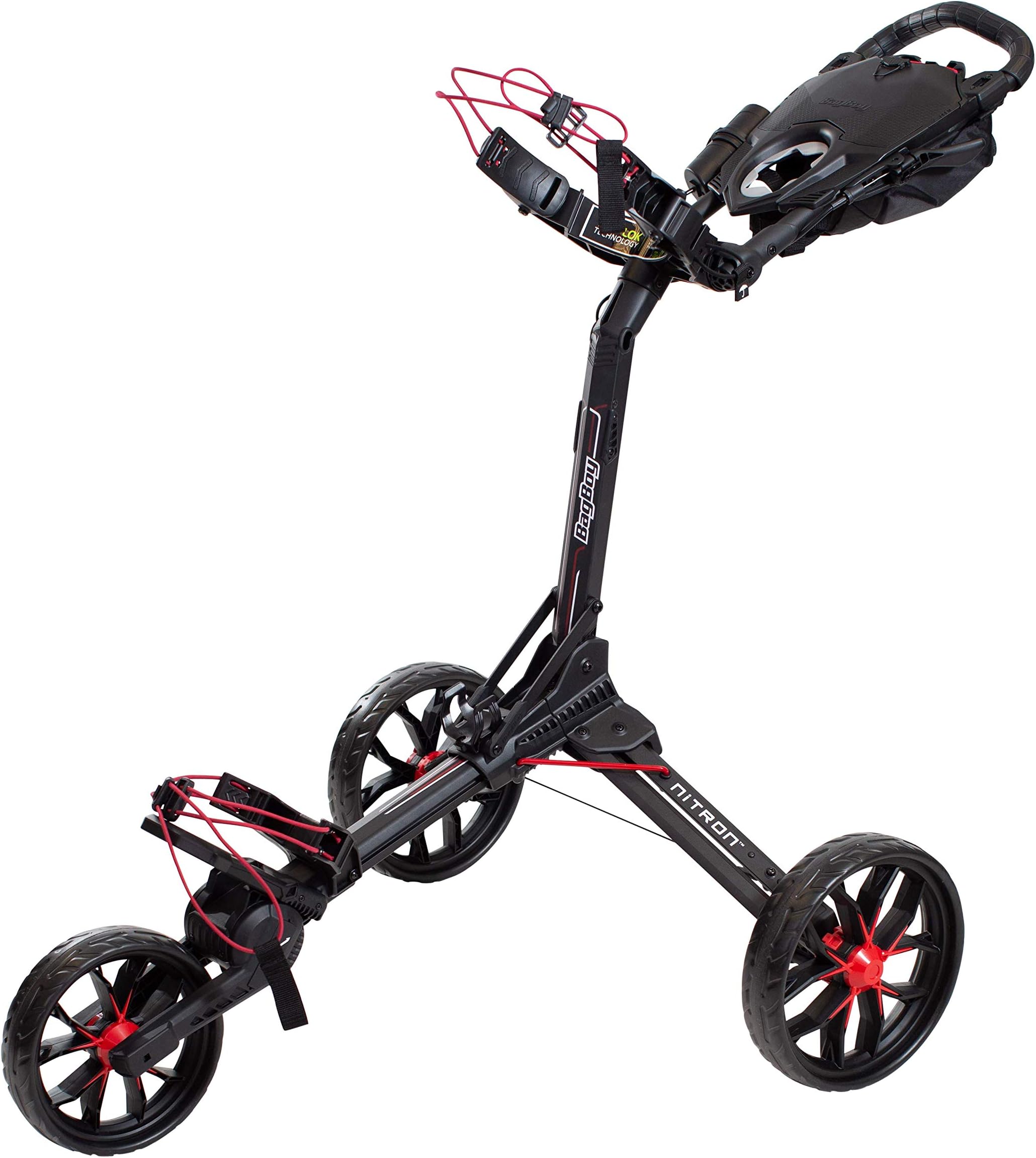 Bag Boy Nitron Golf Push Cart, Black/Red