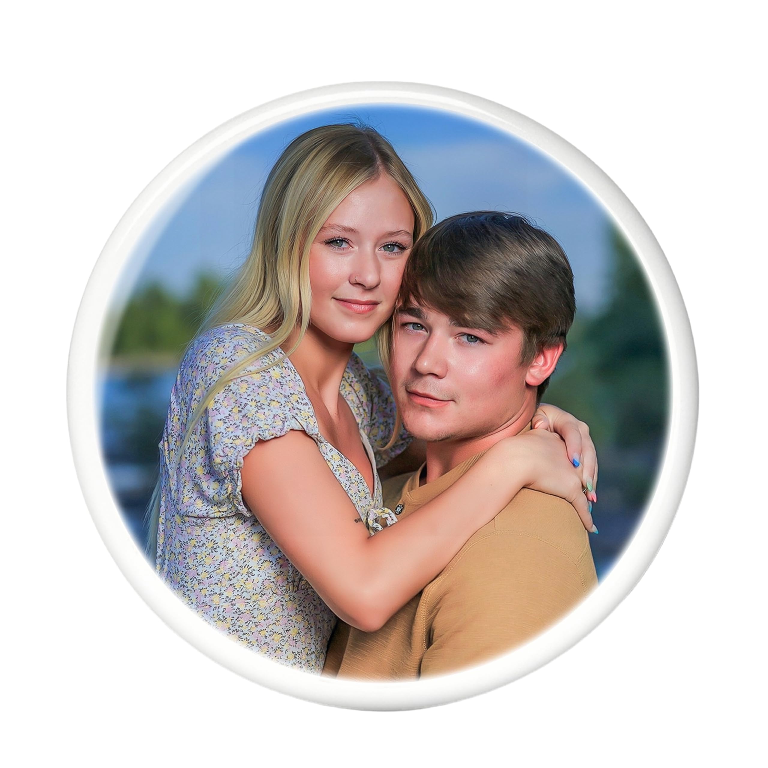 Adfstone Round Headstone Photo Round Porcelain Photo Memorial Garden Stones, Headstones For Graves, Waterproof Outdoor Picture, Photo Plaques For Cemetery, Custom Cameo Insert, Ceramic Picture For Gravestones Grave Markers