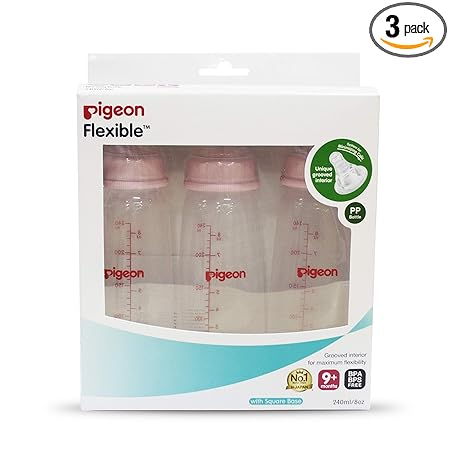 Pigeon 240 ml Nursing Bottle (Pink, Pack of 3)