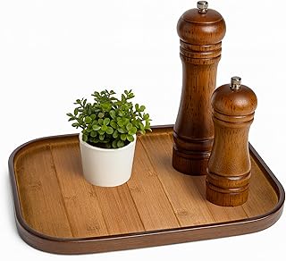 Rustic Wooden Serving Tray, 15.7"x11" Wood Decorative Tray for Living Room, Modern Coffee Table Tray, Large Rectangular Serving Platters for Home Decor, Ottoman, Bed, Kitchen, Bathroom, Breakfast, Bar