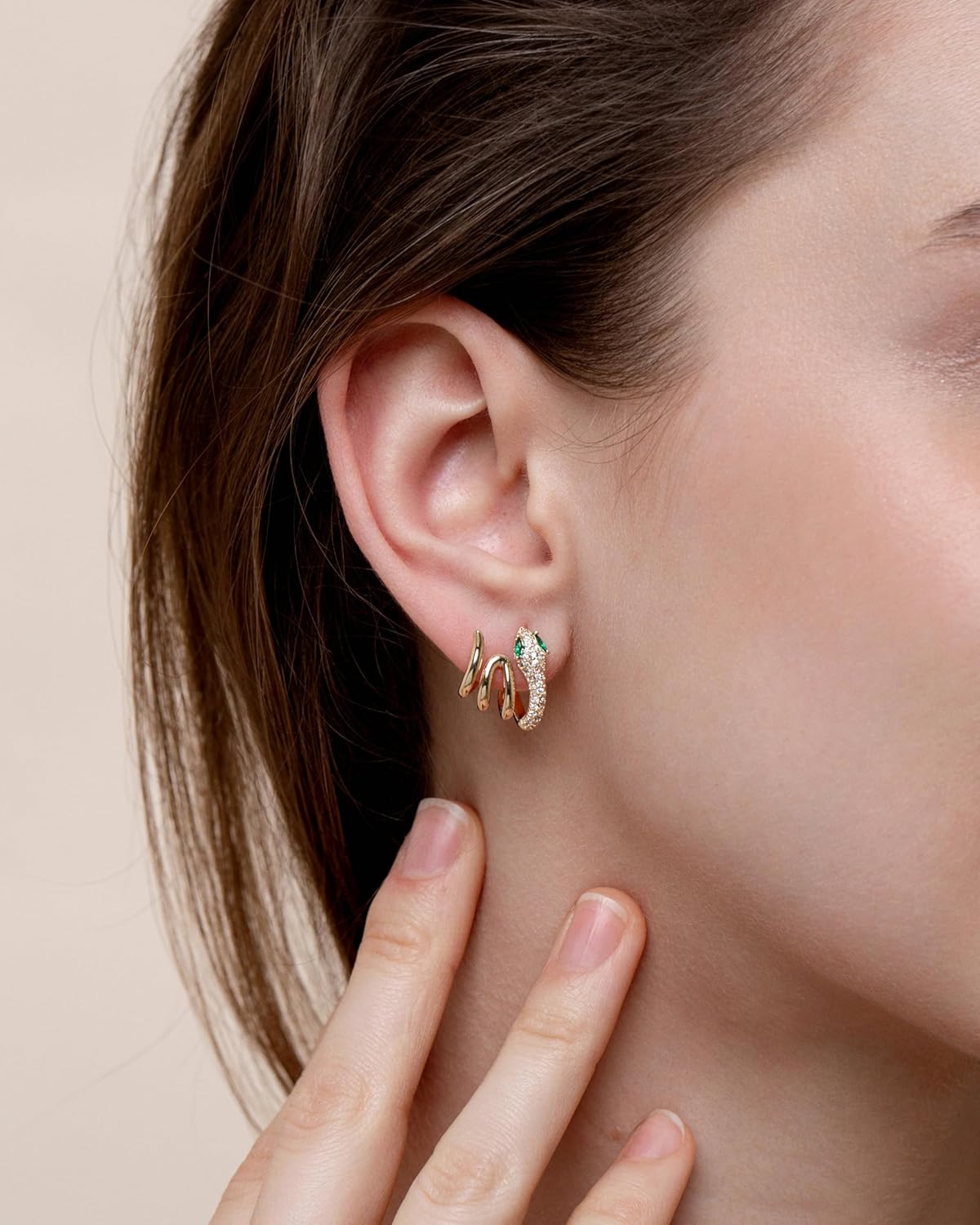 Snake Earrings, 14K Gold/Silver Plated Dainty Stud Earrings Simple Hypoallergenic Gothic Dangle Earrings Jewelry for Women - Image 2