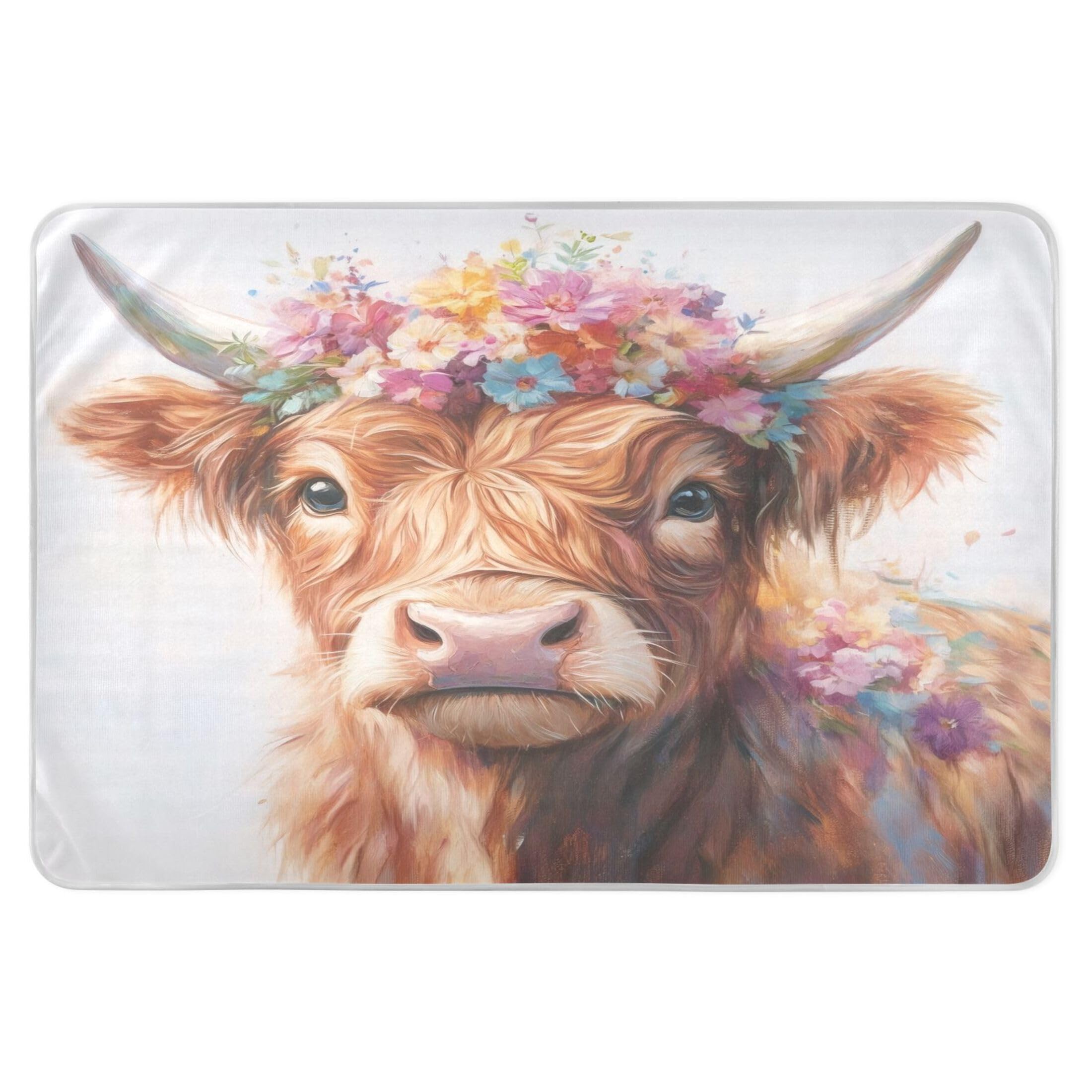 Takiito Highland Cow Bed Pad Reusable Bed Underpad Washable Waterproof Leak-Proof Quick Dry Incontinence Pee Pad for Toddlers Kids Adults Pets 34x52 in