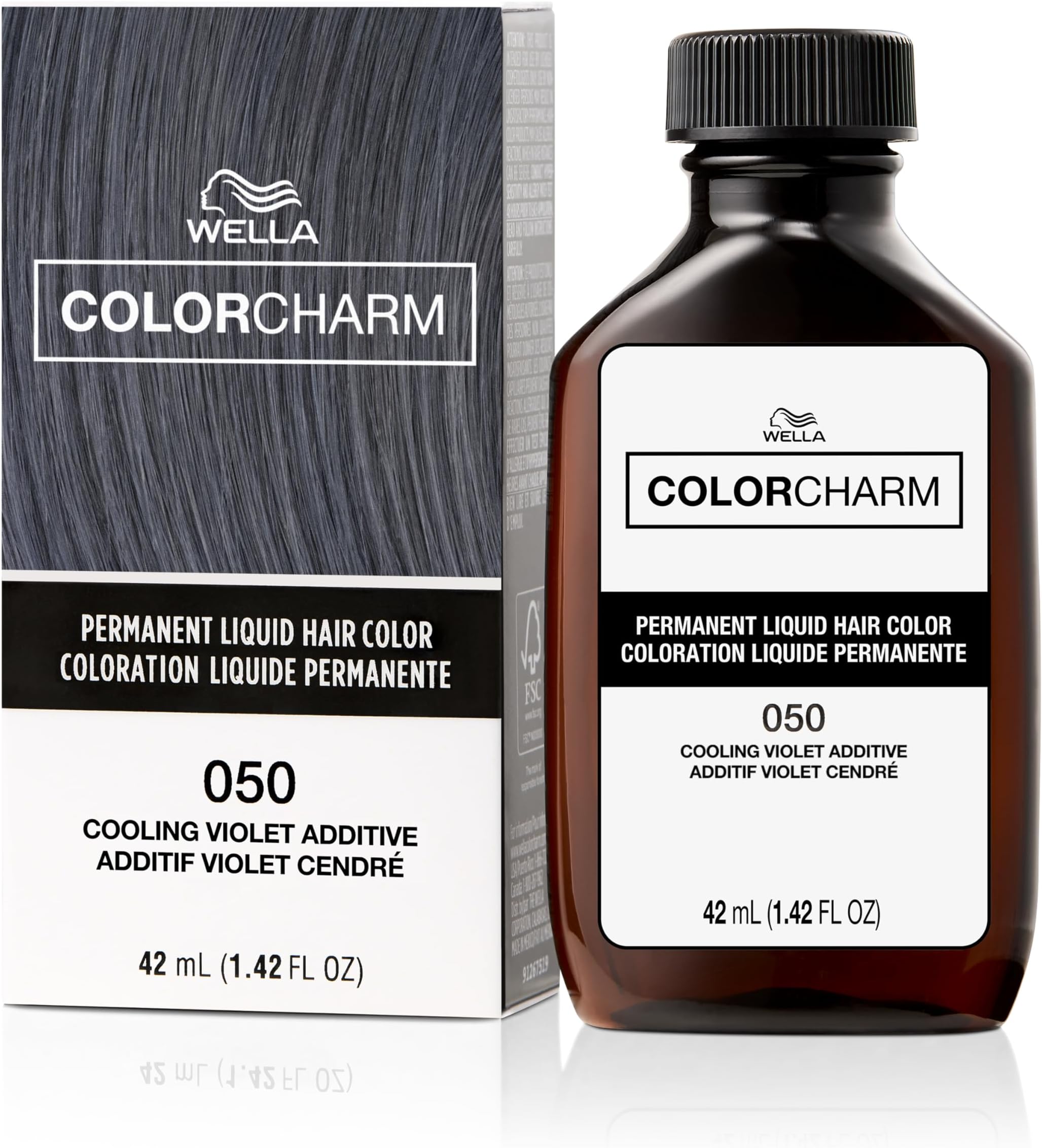 Color Charm Permanent Liquid Hair for Gray Coverage| 050 Cooling Violet| 1.4 Fl Oz
