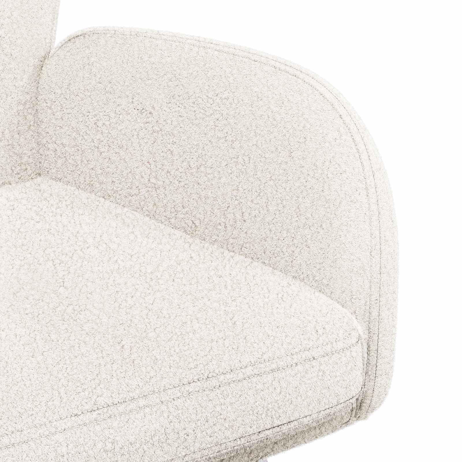 Krzesło do jadalni 2-częściowy zestaw z Bouclé kremowe z drewnianą i metalową ramą, ergonomicznie wyściełane meble do siedzenia, obrotowe, z podłokietnikami, nowoczesne wzornictwo, idealne do