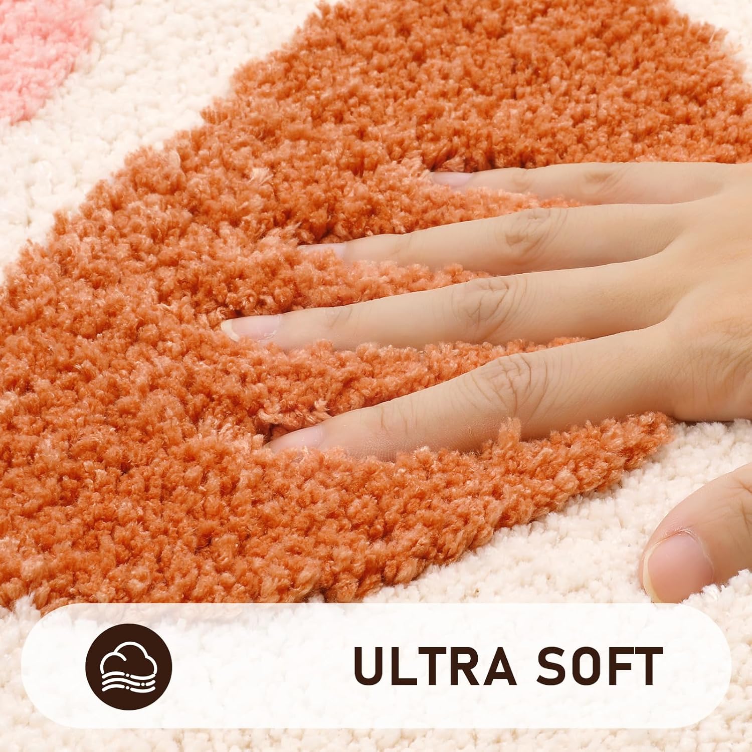 Pauwer Boho Bathroom Set - 3 Piece Non Slip Microfiber Mats, Absorbent Shower & Toilet Rugs, Bohemian Bathroom Runner