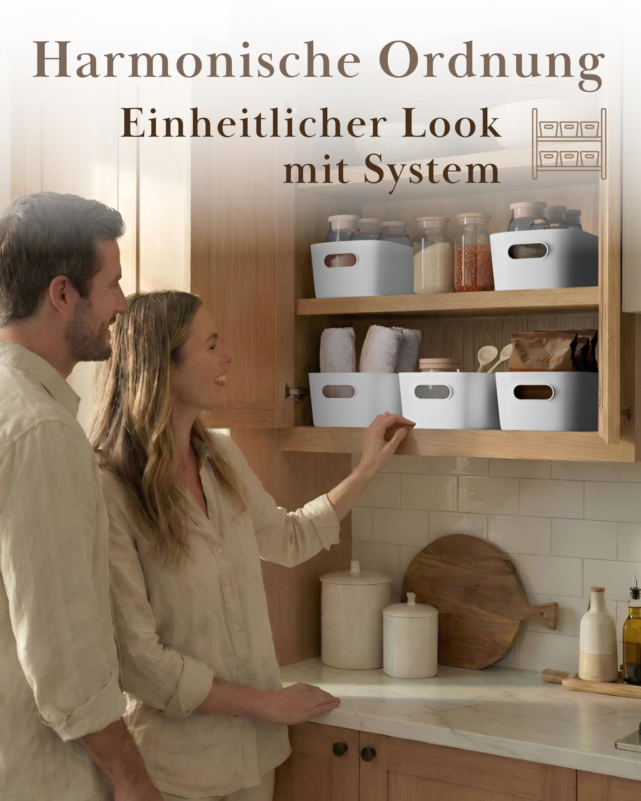 VMbathrooms Pudełka do przechowywania, zestaw 10 sztuk, białe, 25 cm, wytrzymały organizer kuchenny i uniwersalne pudełko (nie zawiera BPA), pudełka do przechowywania z ergonomicznymi uchwytami i