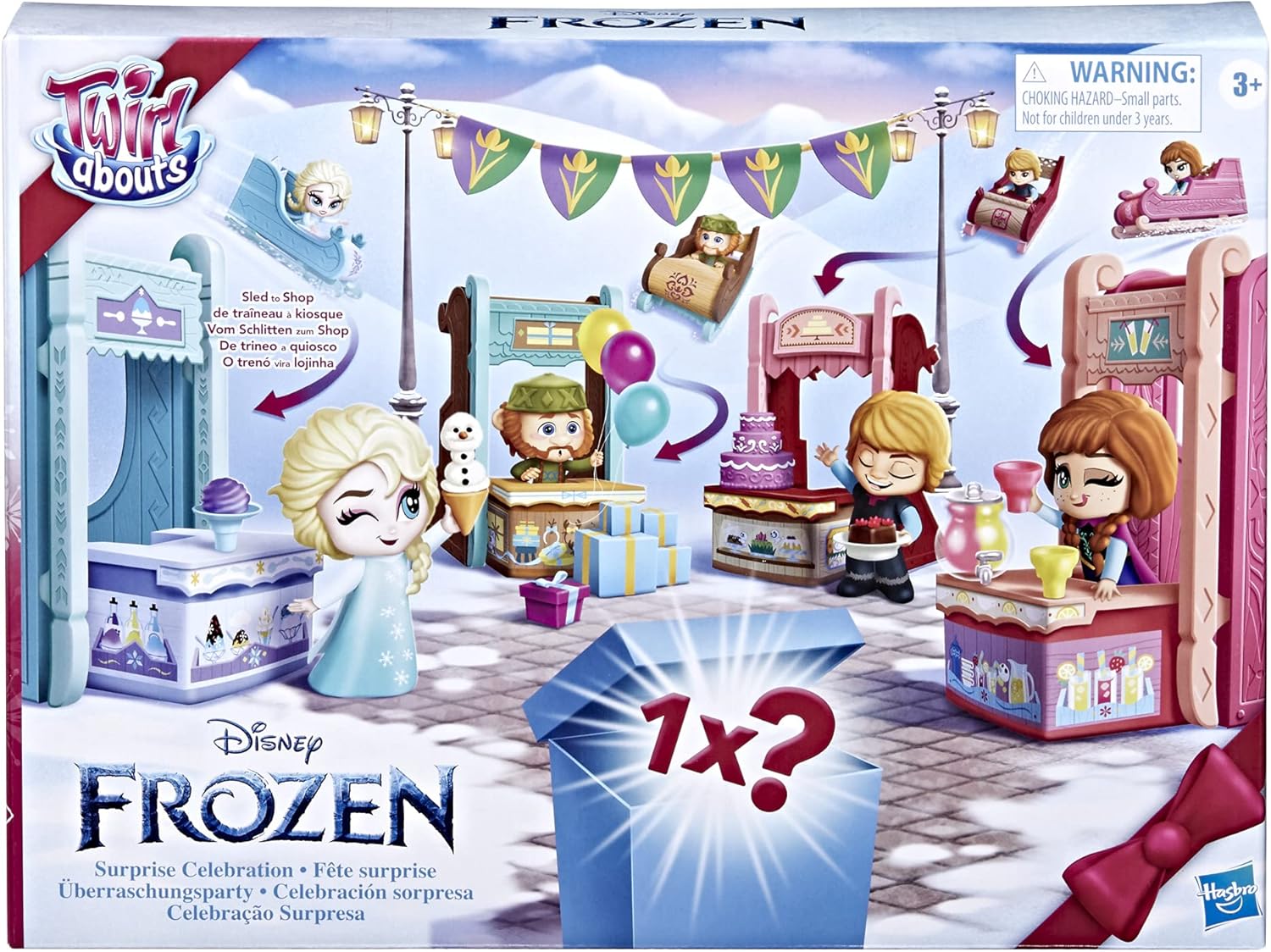 Disney Frozen 2 Twirlabouts Surprise Celebration Playset, 5 Dolls, 4 Convertible Sleds, 12 Accessories, Toy for Kids 3 and Up