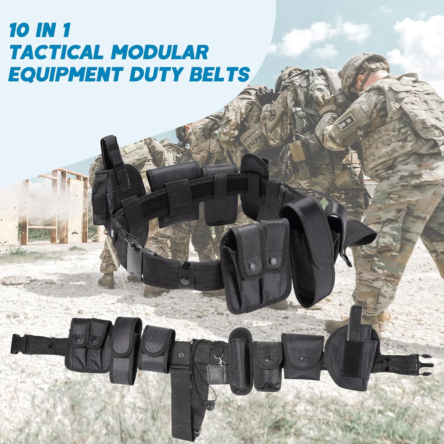 NATGAI 10 in 1 Duty Belt Black Law Enforcement Tactical Equipment System Set Police Security Military Tactical Duty Utility Belt - Image 6