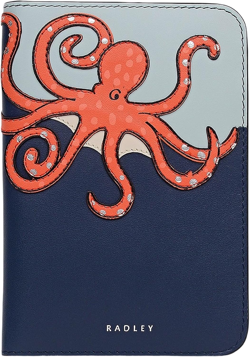 RADLEY London Chilworth Street Octopus Leather Passport Cover Holder Travel Wallet Navy