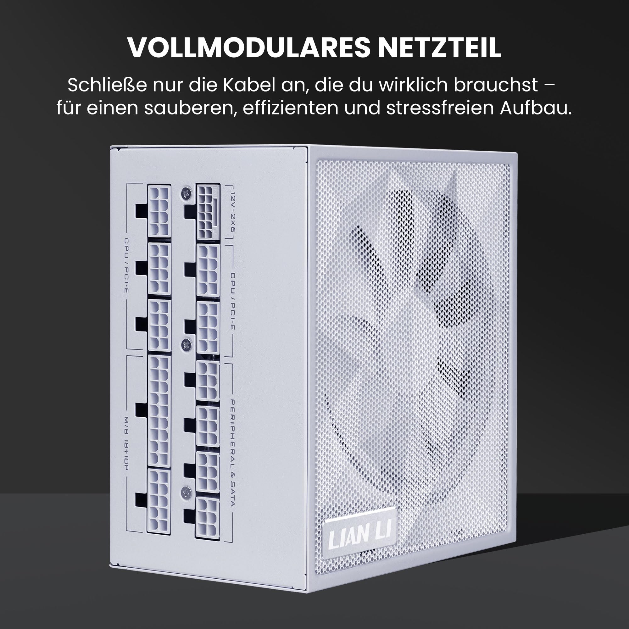 Lian Li SX0850P Netzteil – 850 W Weiß | 80 Plus Platinum Effizienz, Vollmodulare abnehmbare Kabel, ATX 3.1 & PCIe 5.1, Modernes & Leises Gaming-PC PSU