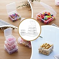 Vista 4 de Goodma 18 Pieces Square Empty Mini Clear Plastic Organizer Storage Box Containers with Hinged Lids for Small Items and Other Craft Projects