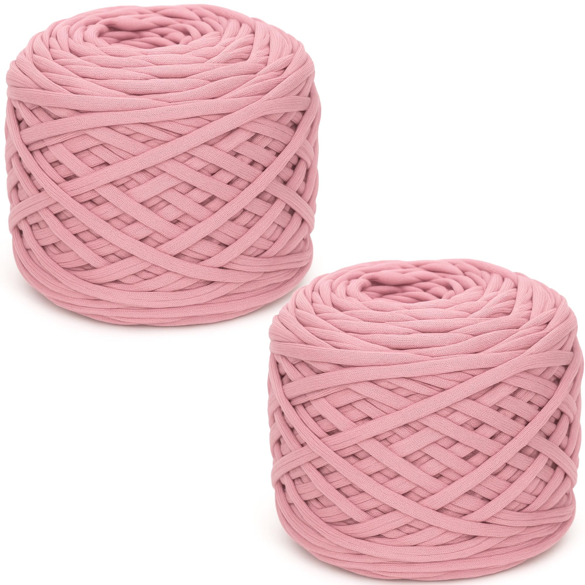 285gx2 Chunky Tshirt Yarn for Crocheting,2 CM Wide Thick Crochet Elastic Fabric,Hand Knitting T-Shirt Yarn for Crochet Cushion,Doll,Basket,Bag and Blanket(Dirty Powder)