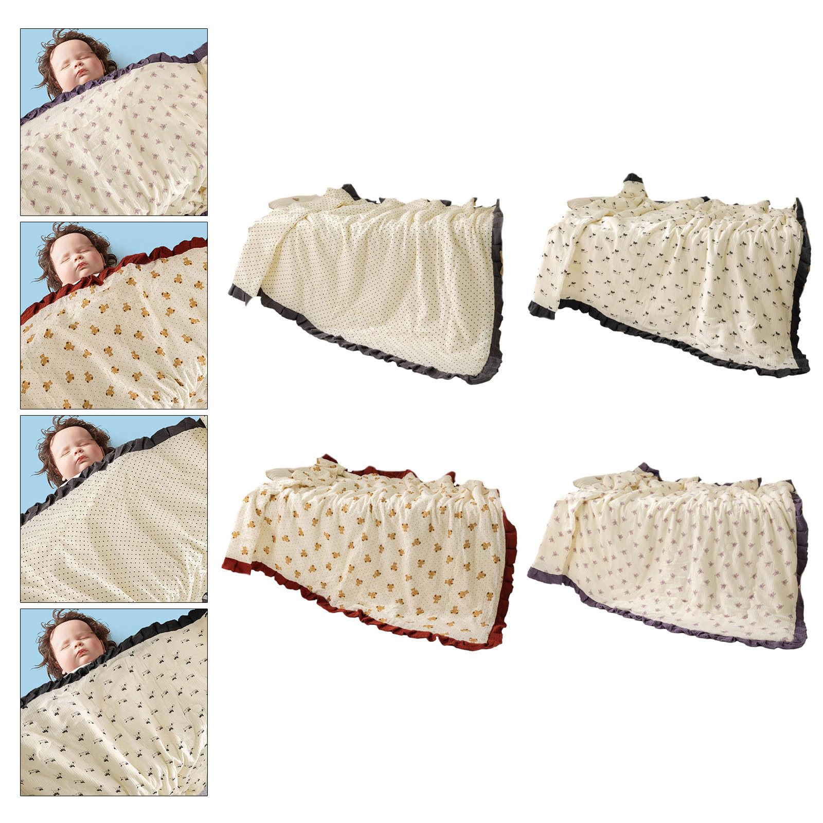 Coperta per bambini in cotone con volant traspirante coperte per auto coperte in mussola leggera avvolgere per neonati e neonati regalo doccia