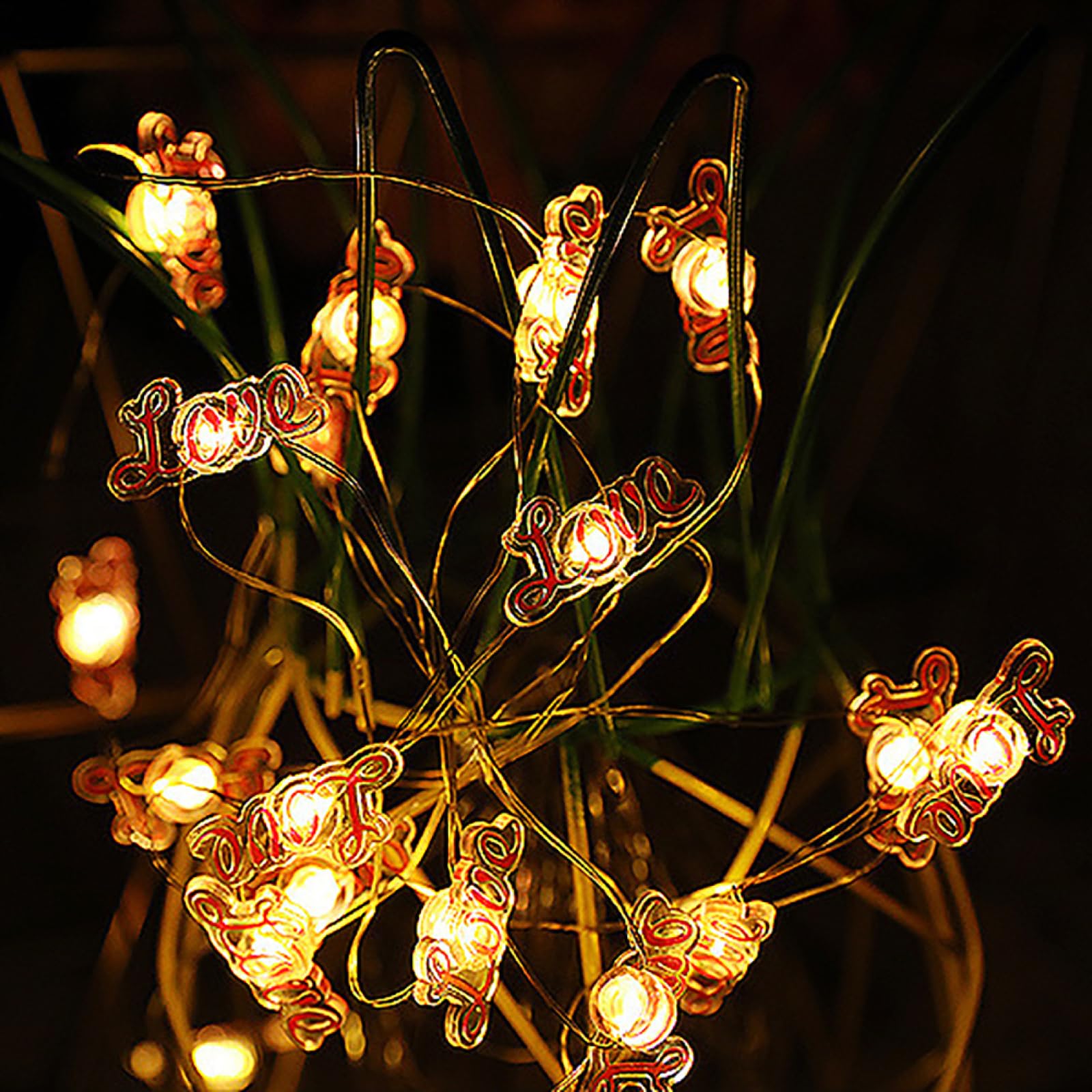 Łańcuch świetlny LED z drutu miedzianego, kreatywne łańcuchy świetlne, ciepłe, białe, dekoracyjne lampy do sypialni, na święta Bożego Narodzenia, wesele