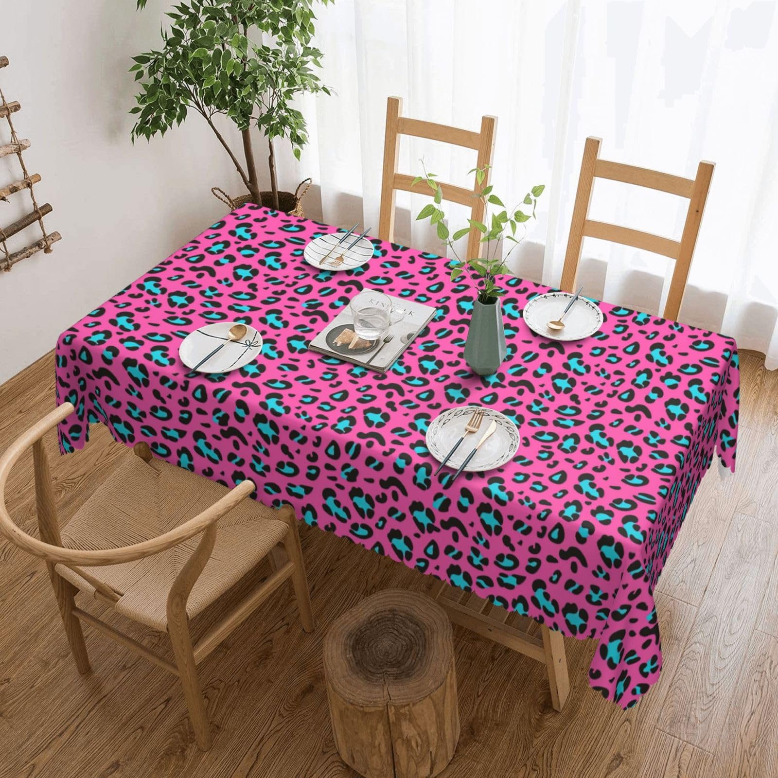 Nappe rectangulaire léopard en tissu pour pique-nique et repas en plein air