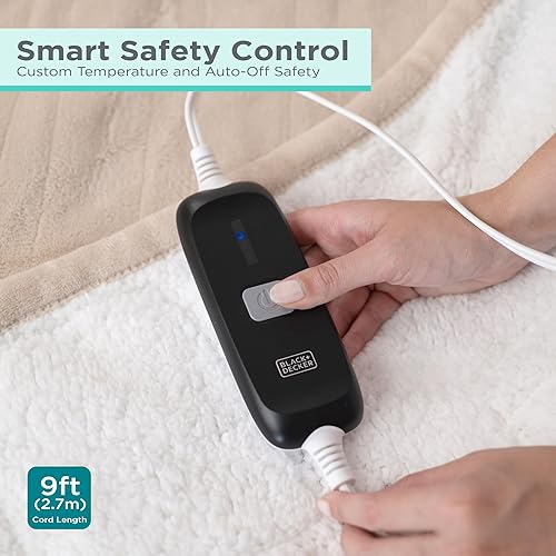 Miniatura 5 de BLACK+DECKER Manta térmica, 50 x 60 pulgadas, piel de oveja sintética, 4 ajustes de calor, apagado automático de 3 horas, lavable a máquina,