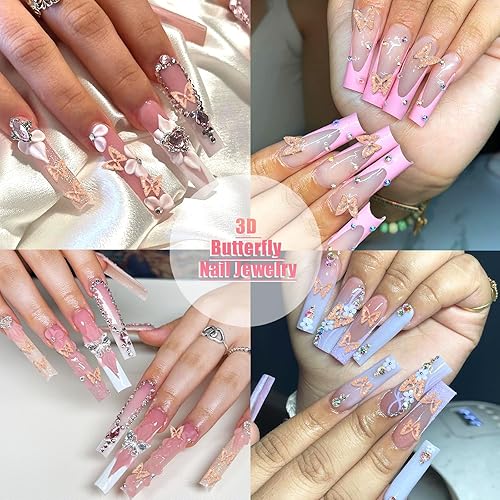 Miniatura 14 de RODAKY 50 dijes de mariposa para uñas, dijes de mariposas plateadas 3D para uñas, aleación de butrtefly, gemas de uñas, decoración de uñas