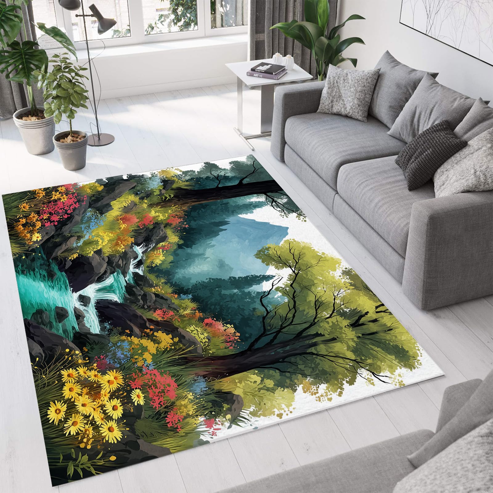 Tapis extérieur vert sauge 60x90cm lavable et antidérapant pour terrasse et cuisine