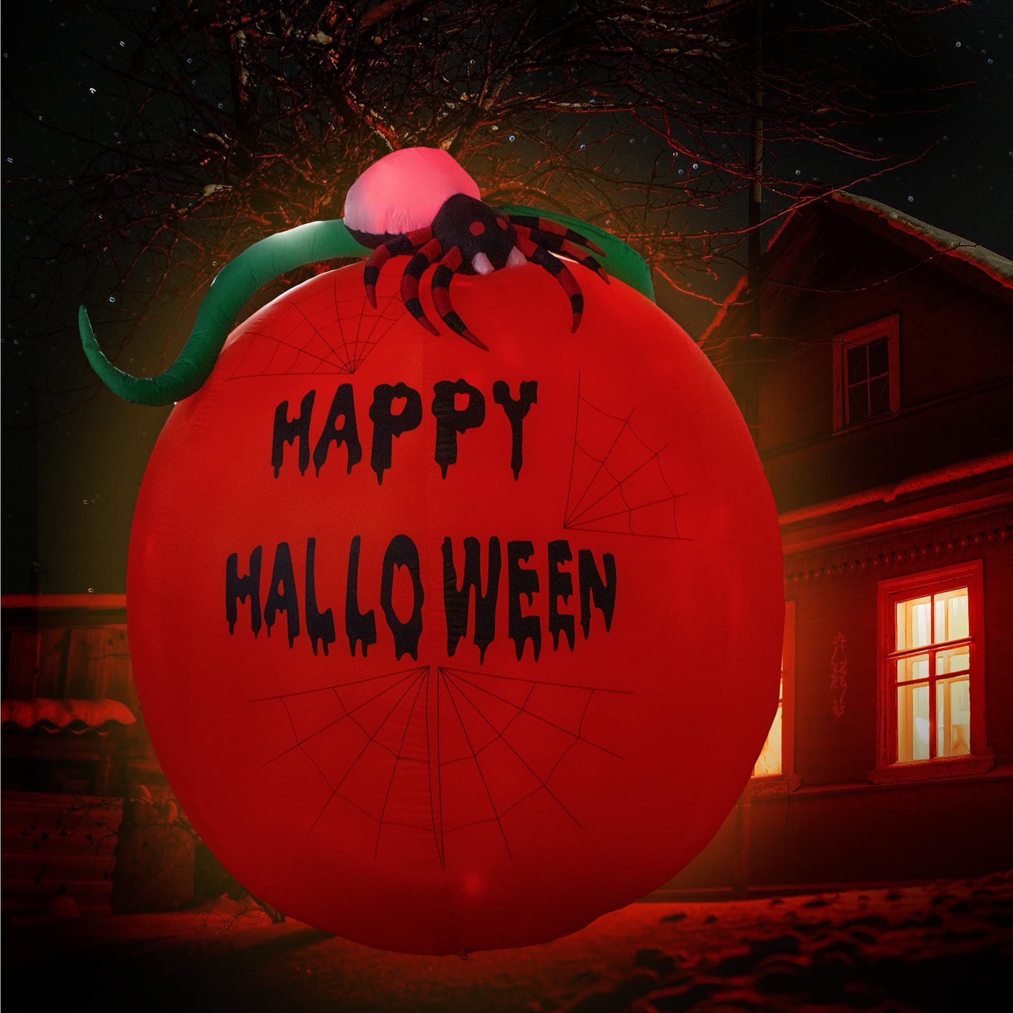 Calabaza inflable de 10 pies con luces LED para Halloween, decoración de interiores y exteriores, decoración de patio iluminada, inflables gigantes para el hogar, la familia y el exterior