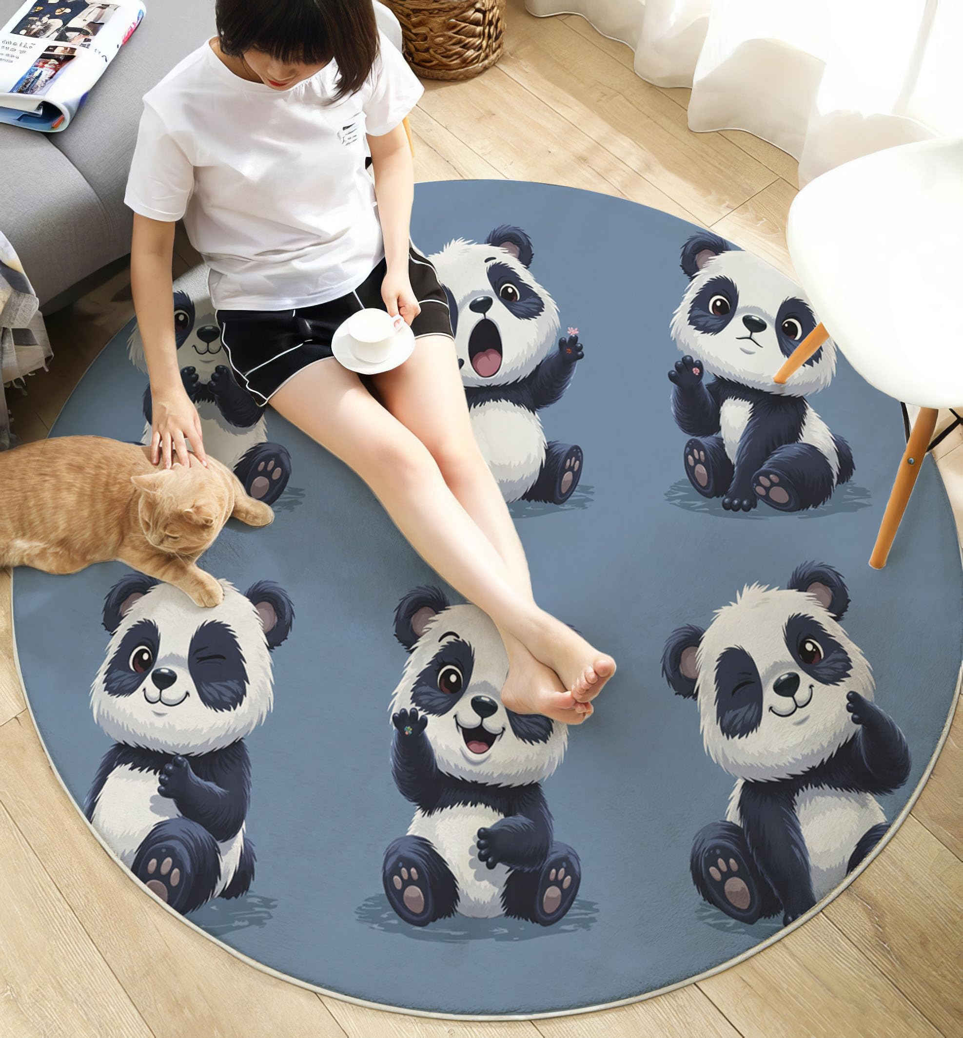 Tapis rond à poils courts anti-poussière parfait pour la chambre d'un enfant