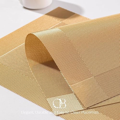 Miniatura 3 de Juego de 8 manteles individuales de vinilo tejido fácil de limpiar para mesa de comedor, interiores y exteriores, manteles individuales de PVC