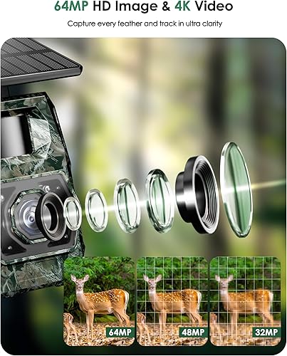 Miniatura 7 de Cámara de Rastreo Solar WiFi Bluetooth - Cámaras de Caza con Visión Nocturna, Sensor de Movimiento, Impermeable, Cámara de Ciervos Recargable con